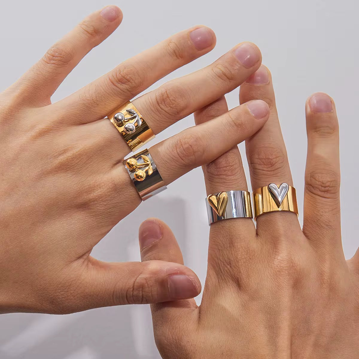Two Tone Cherry Wide Ring