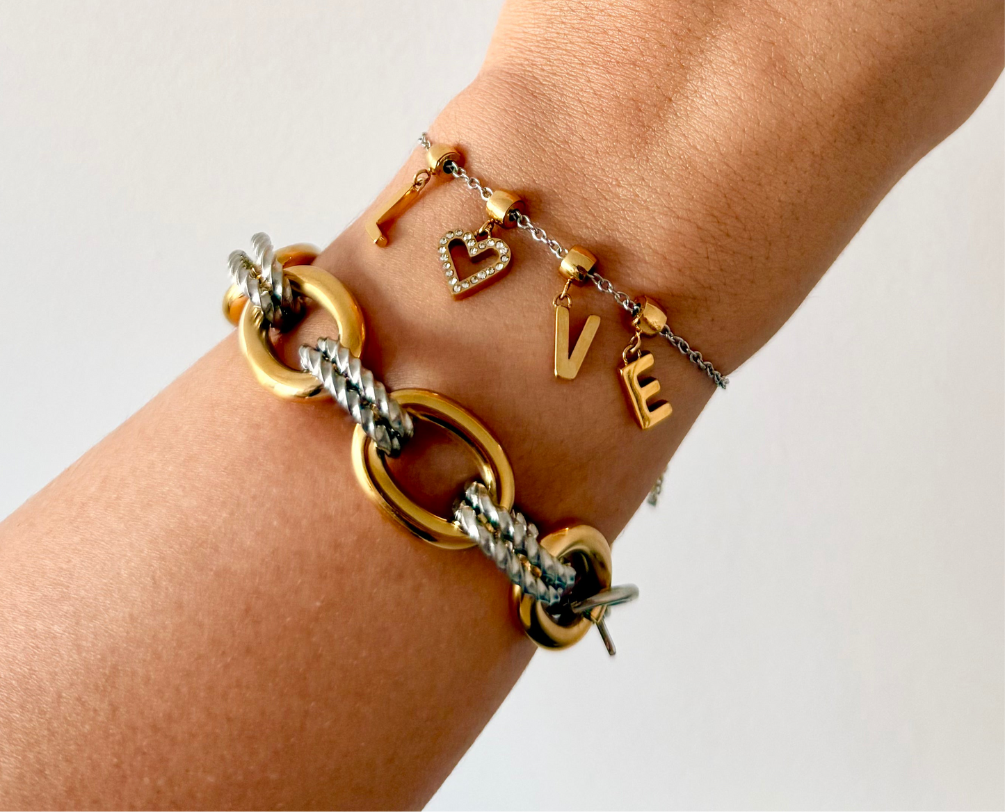 Two Tone Oval Chain Bracelet