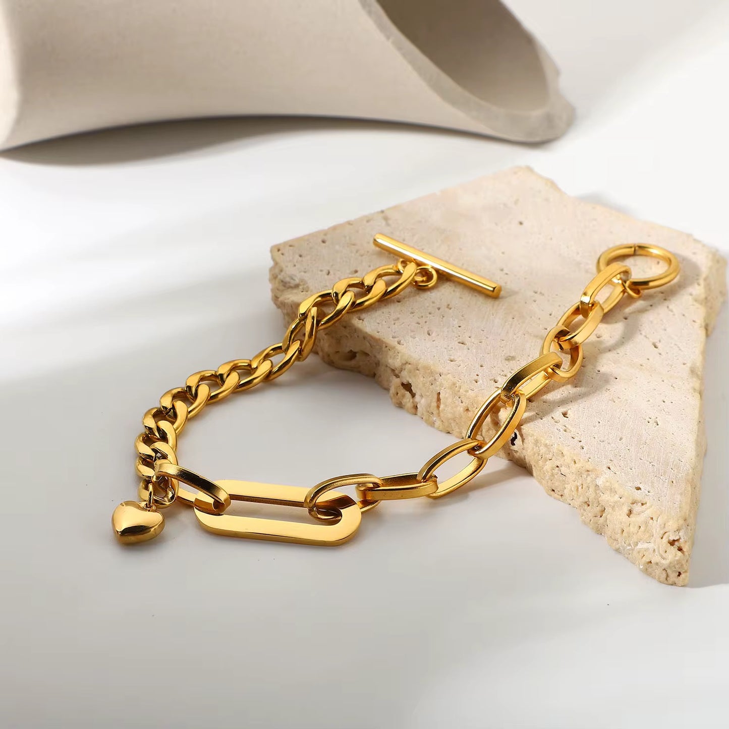 Two Style Heart Pendant Bracelet