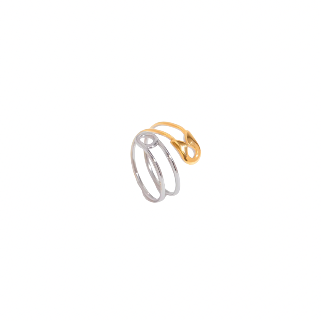 Two Tone Safety Pin Ring