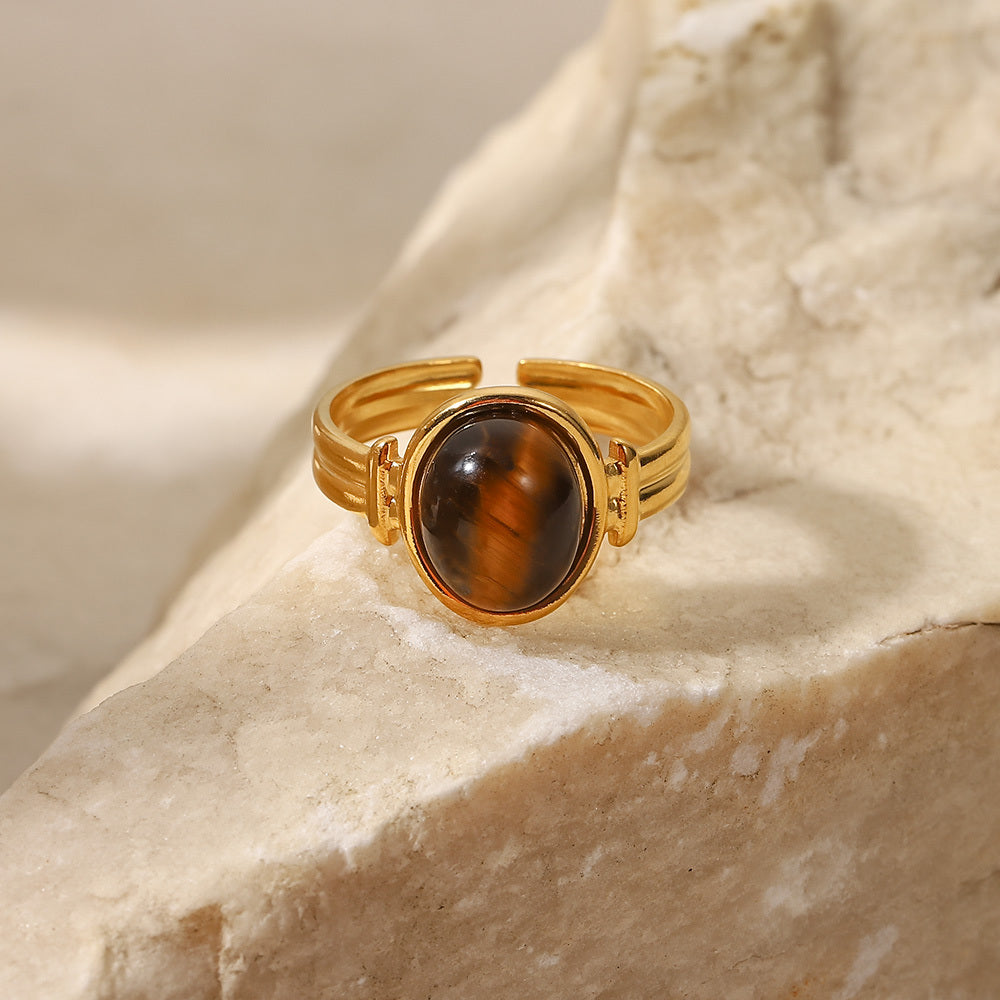 Brown Stone Adjustable Ring