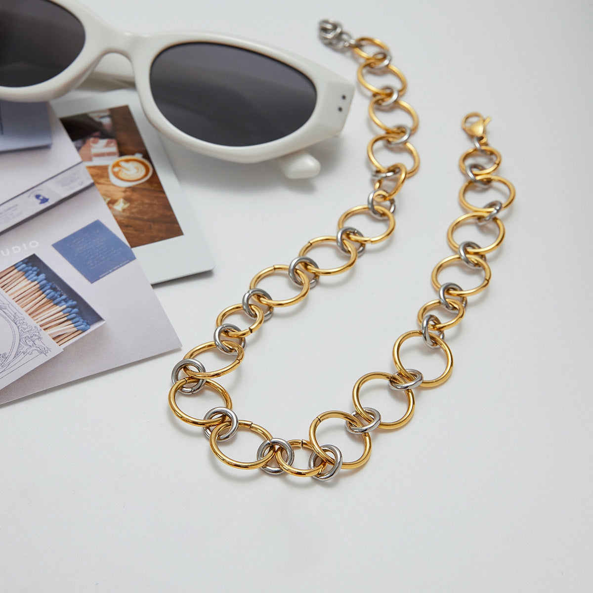 Two Tone Circular Chain Necklace