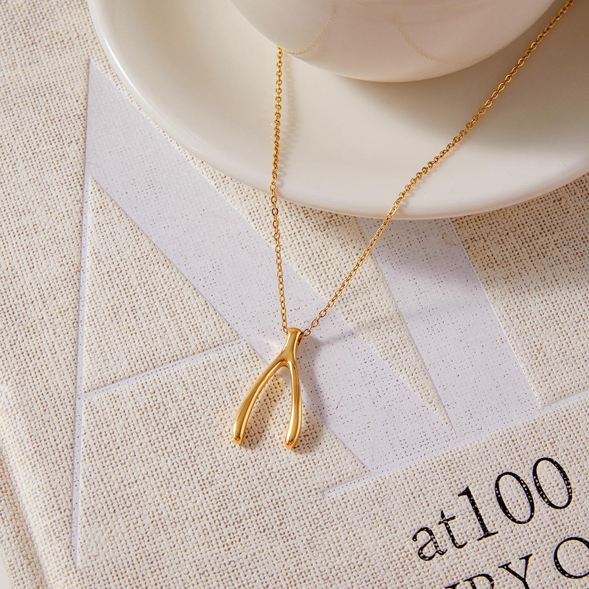 Wishbone Pendant Necklace