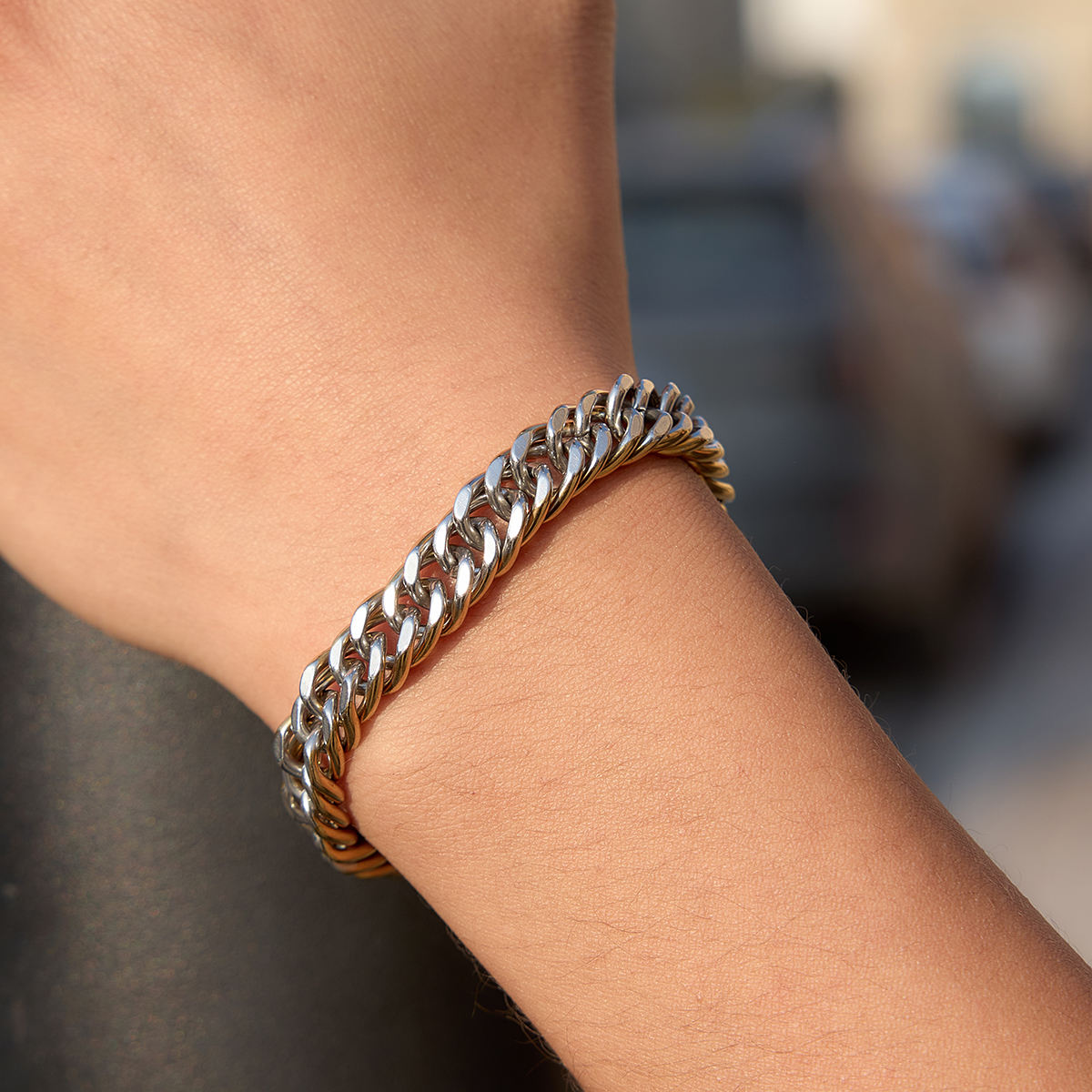 Two Tone Cuban Chain Bracelet