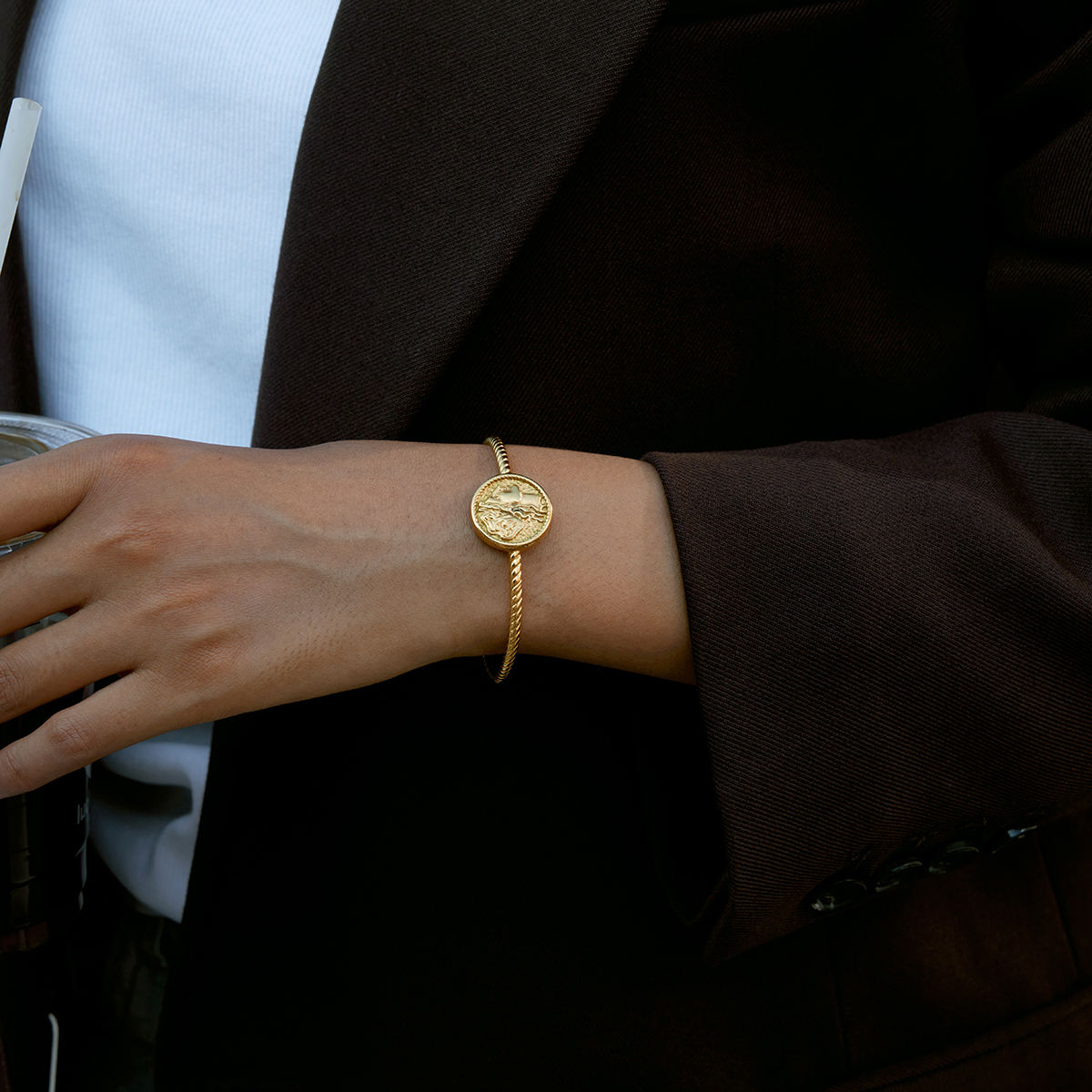 Coin Pendant Cuff Bracelet
