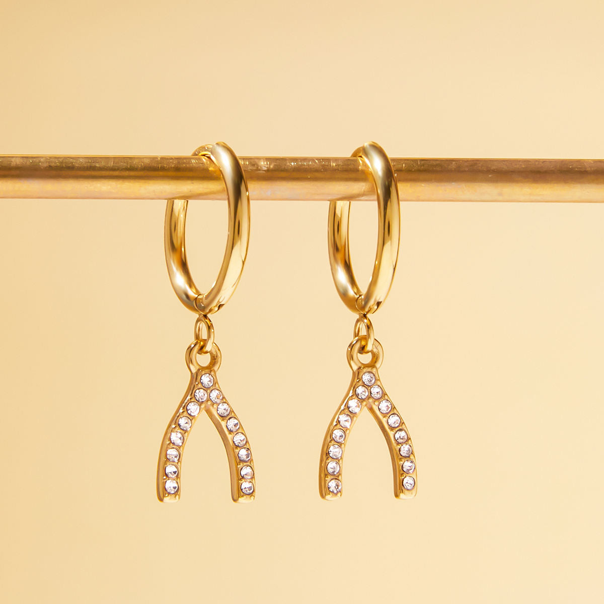 Zirconias Wishbone Huggie Earrings