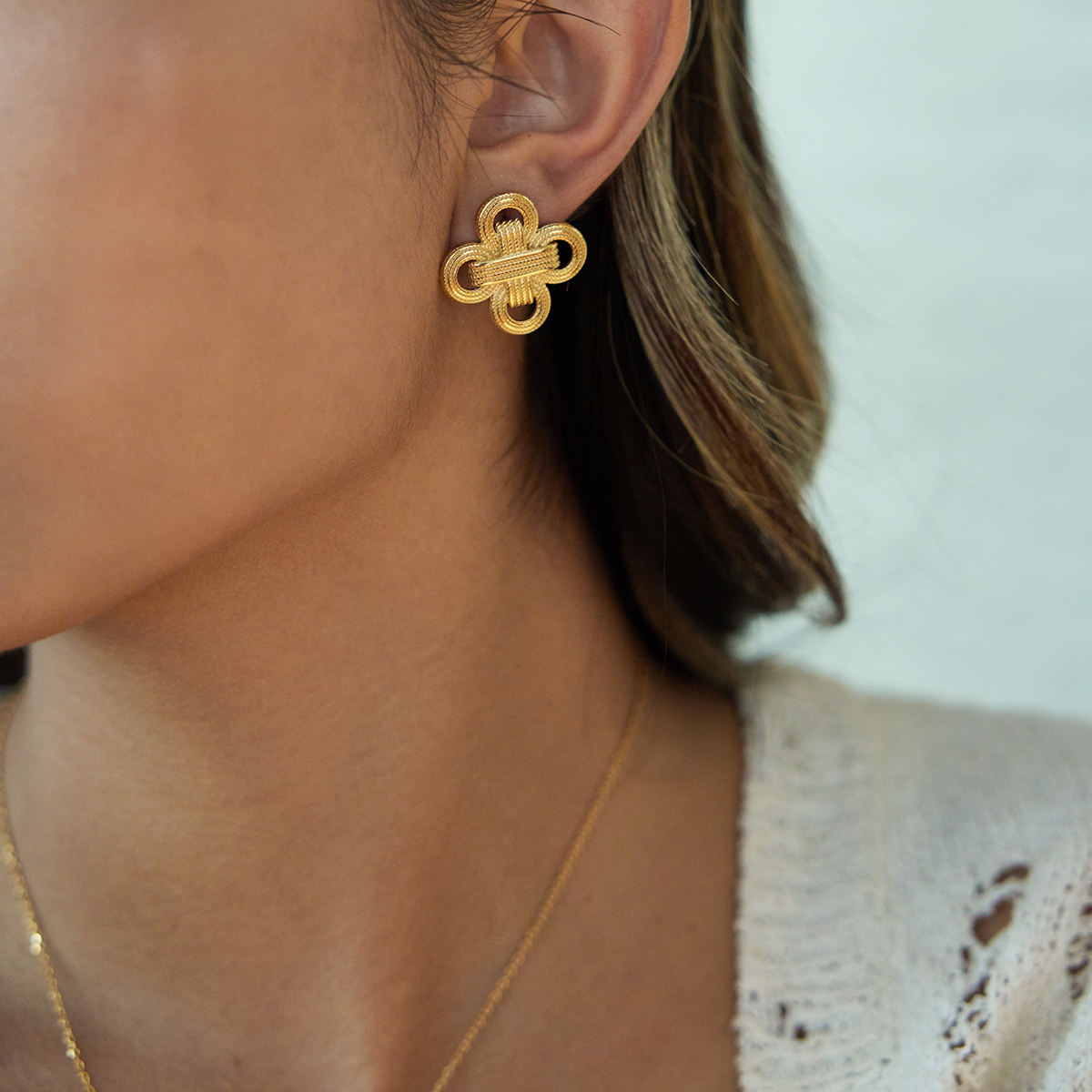 Knot Cross Stud Earrings