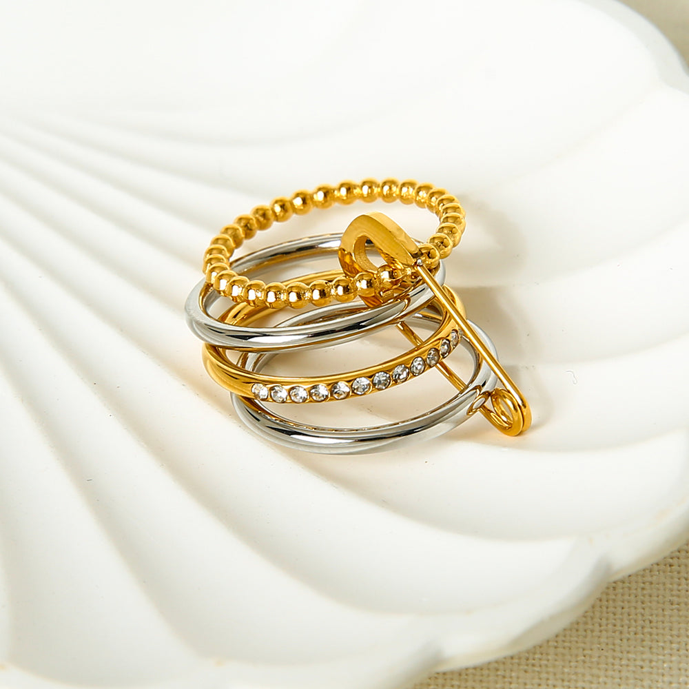 Two Tone Safety Ping Zirconias Ring