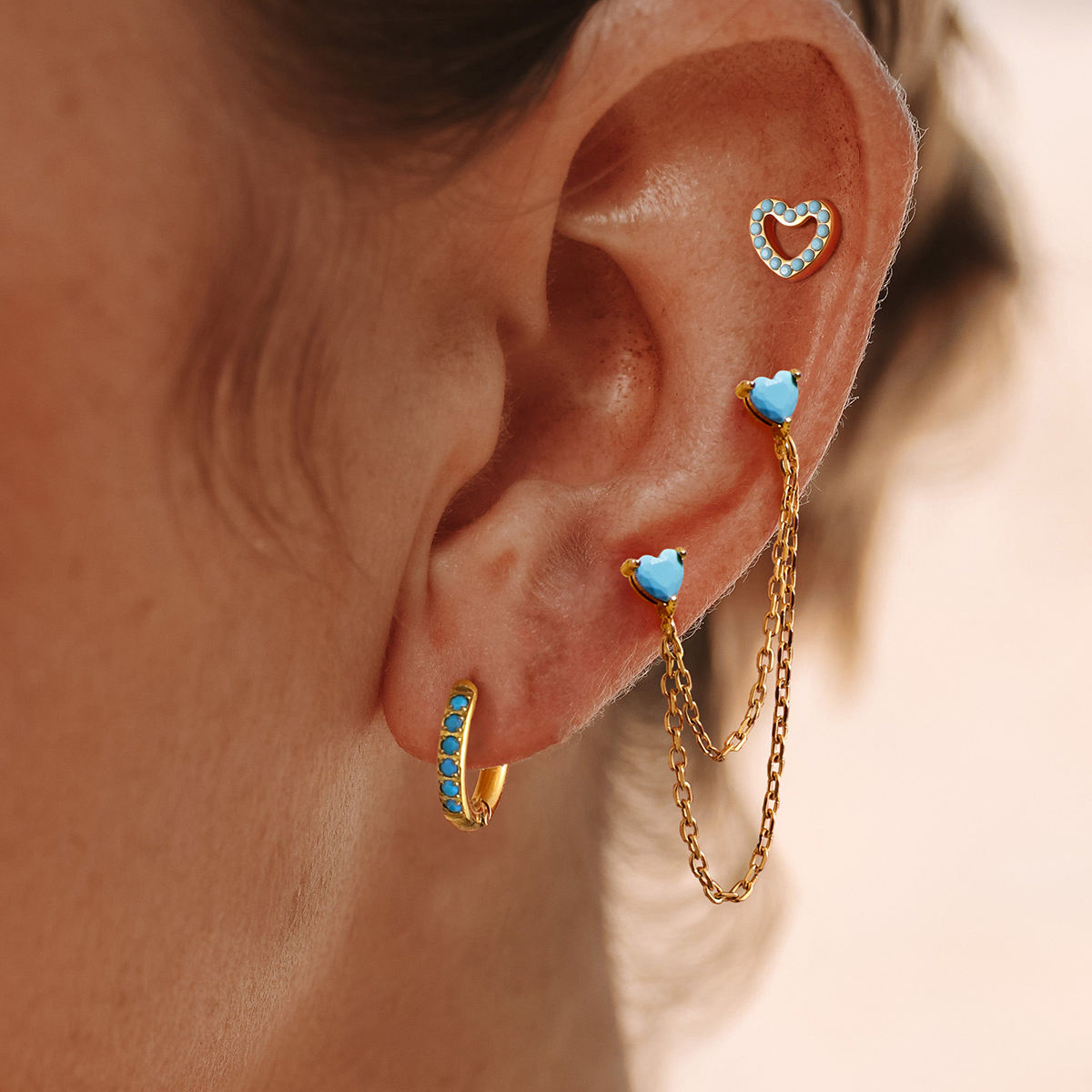 Turquoise Heart Earrings Set