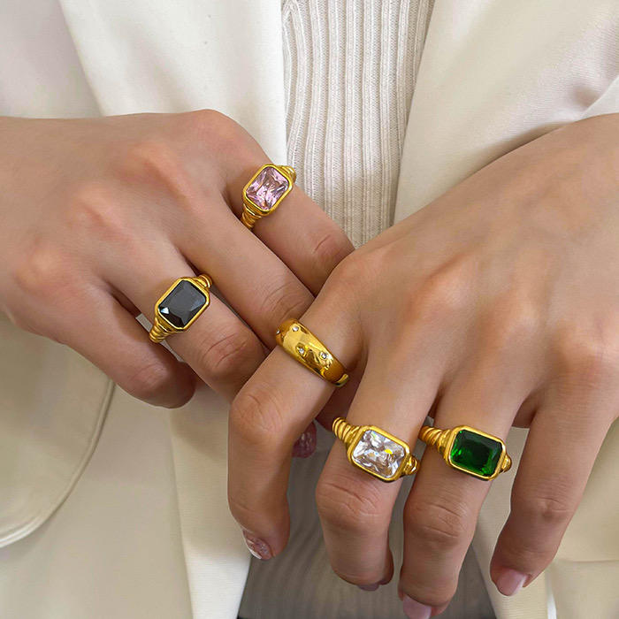 Black Rectangular Stone Ring