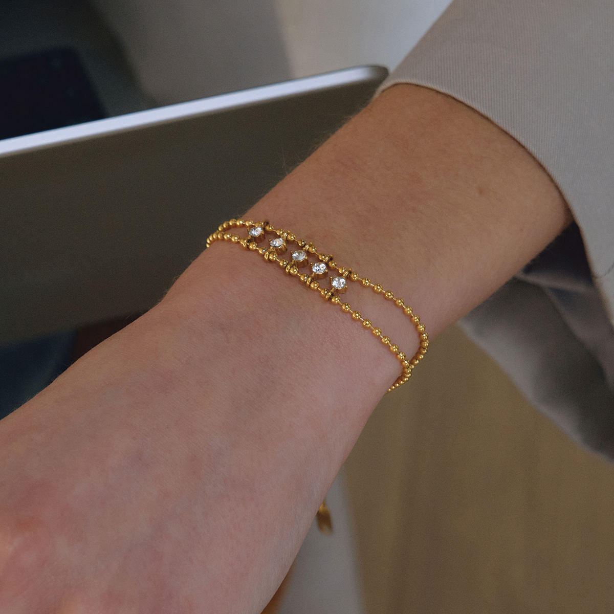 Zirconias Mini Beads Chain Bracelet