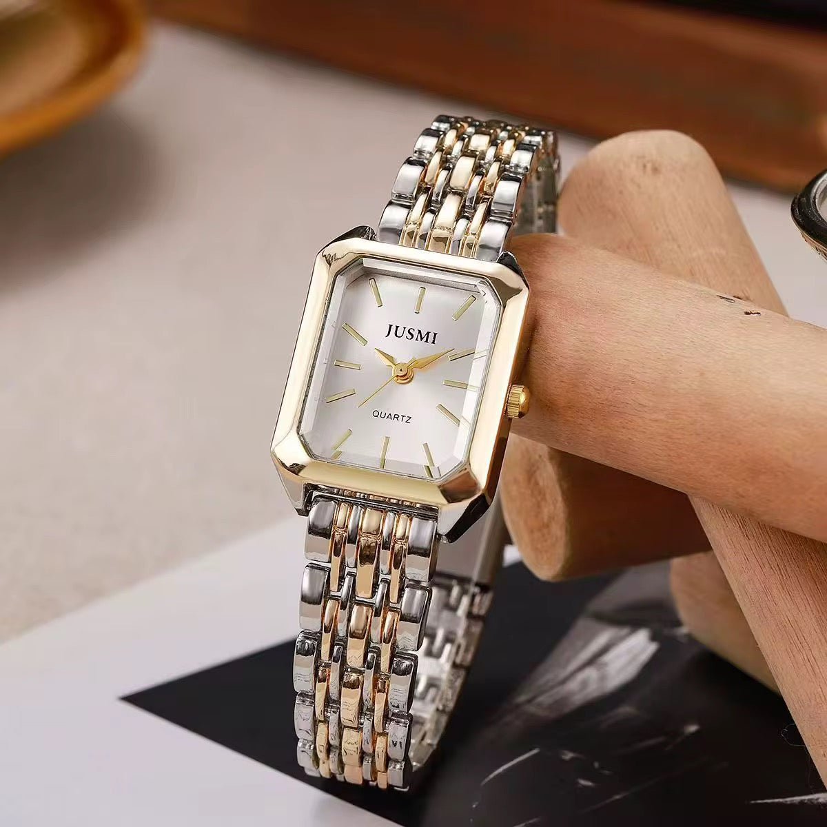 Two Tone Rectangular Watch