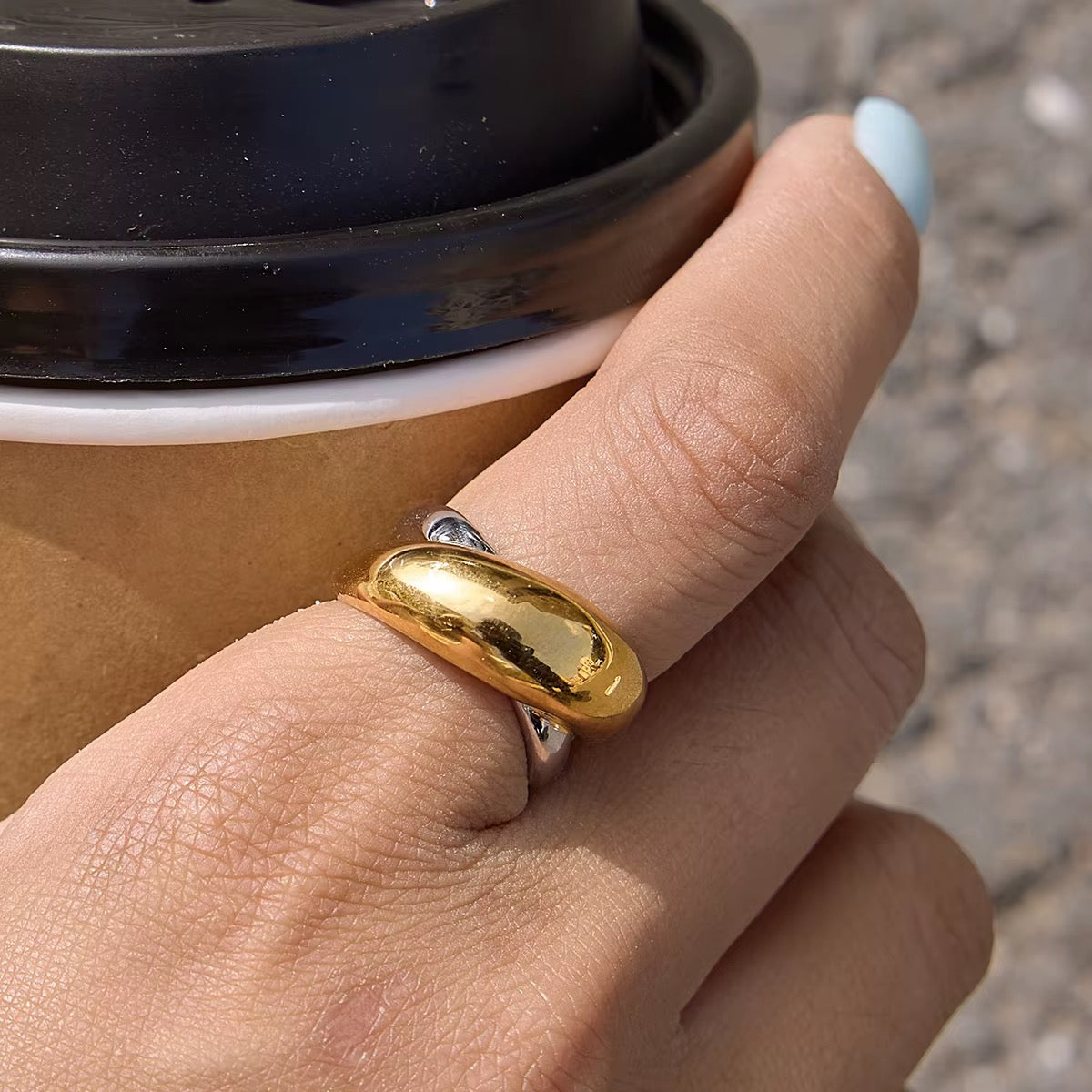 Two Tone Double Layer Ring