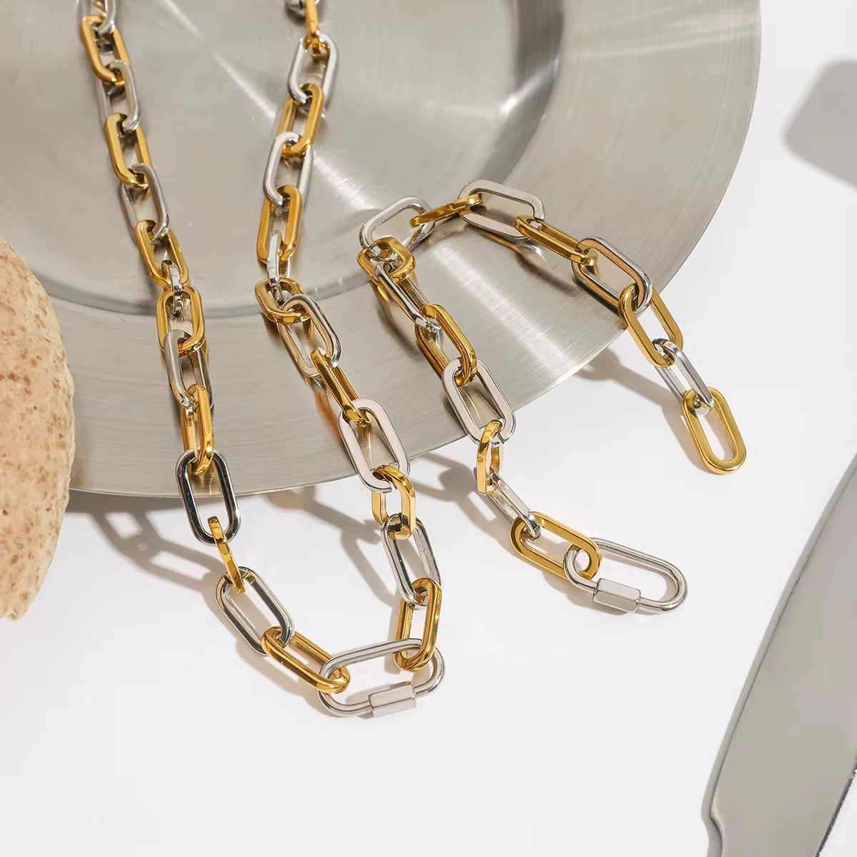 Two Tone Bold Link Chain Bracelet