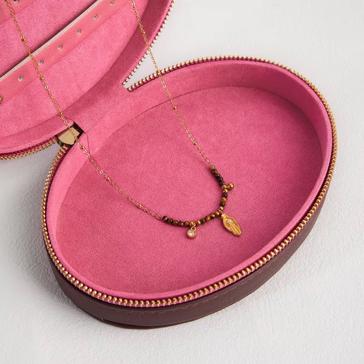 Hand Pendant & Amber Balls Necklace