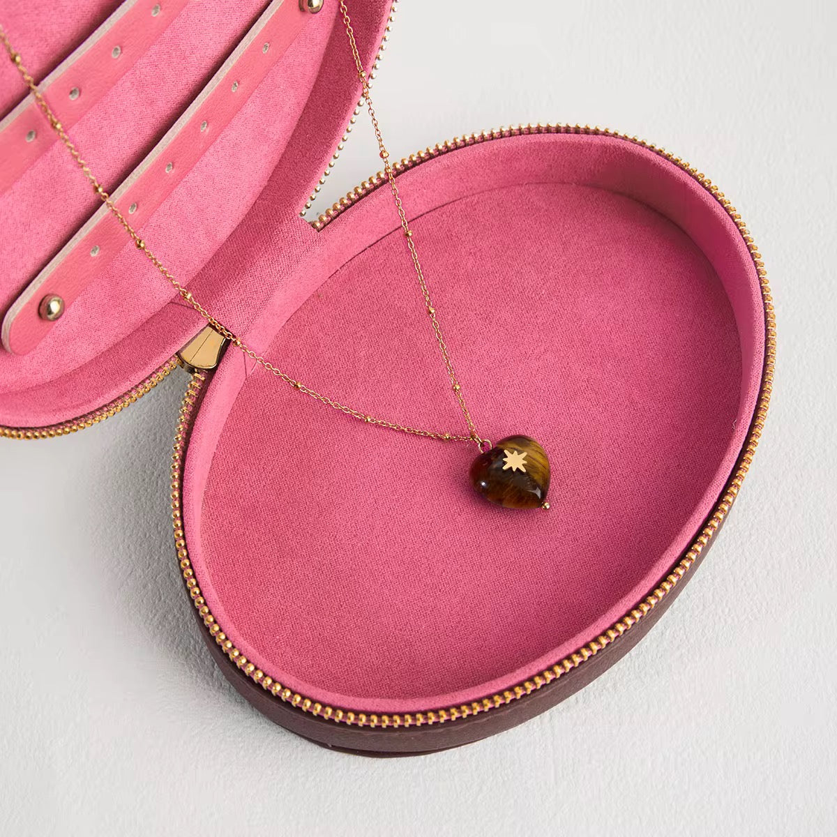 Amber Heart Pendant Necklace