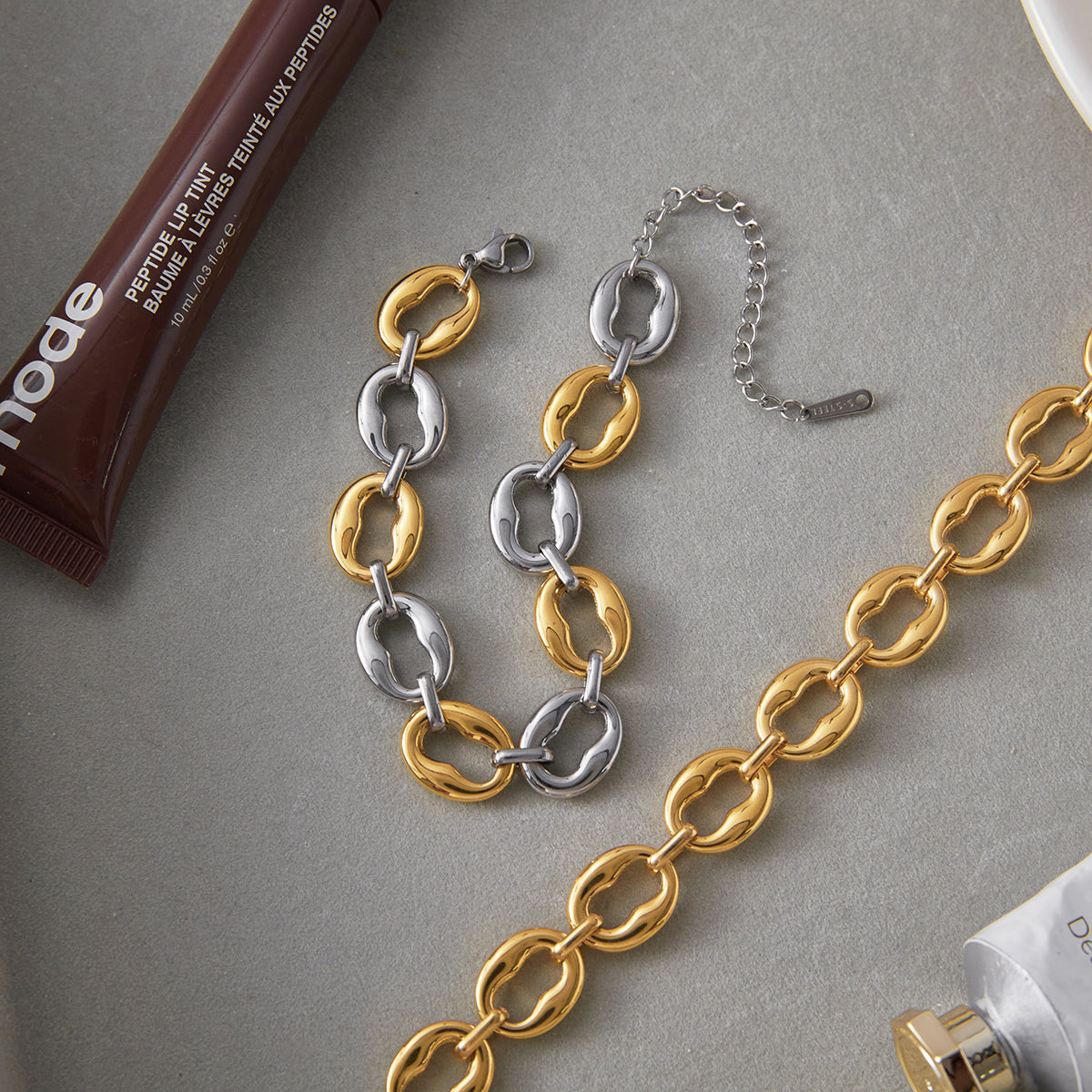 Two Tone Bent-O Chain Bracelet