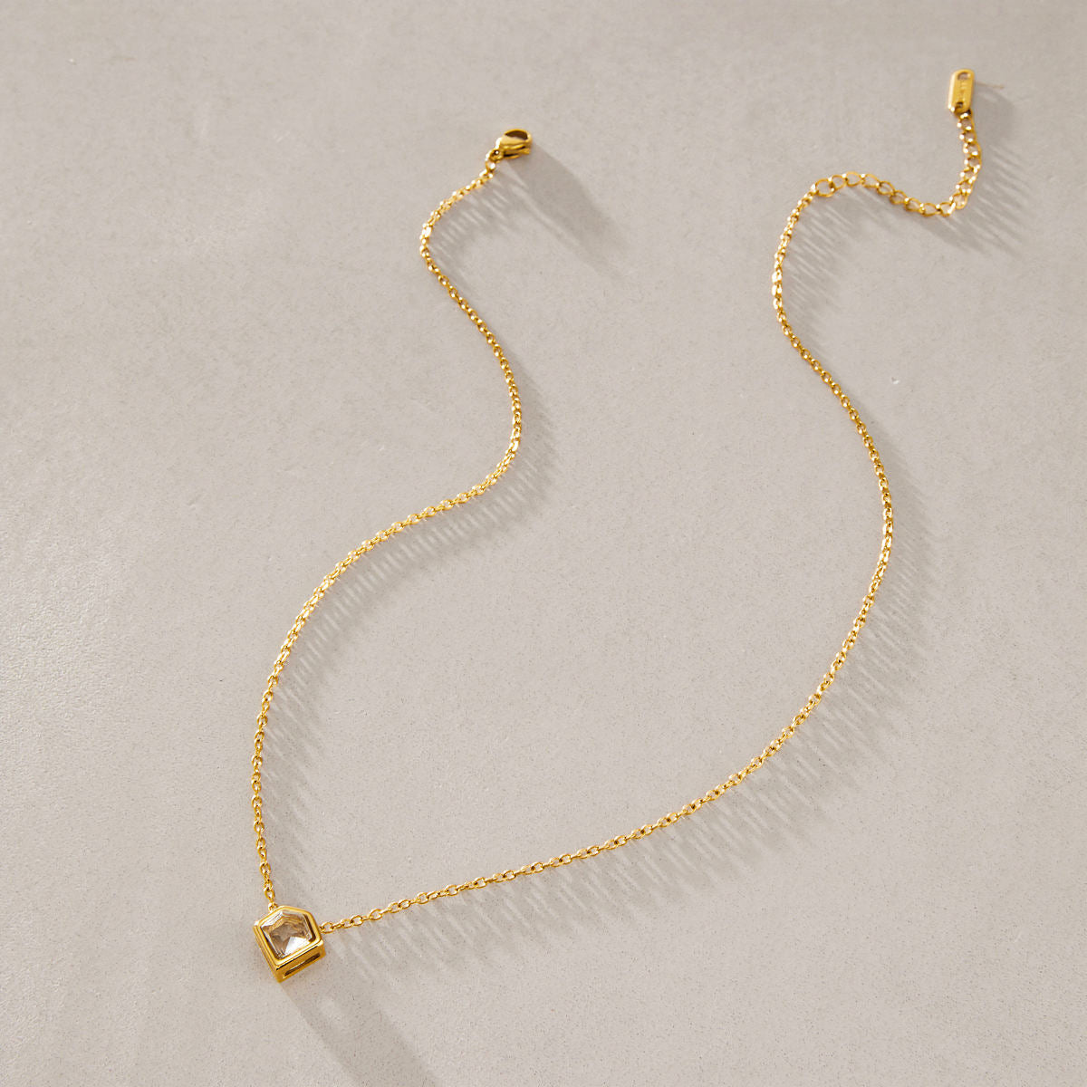 Diamond Shape Zirconia Gold Pendant Necklace