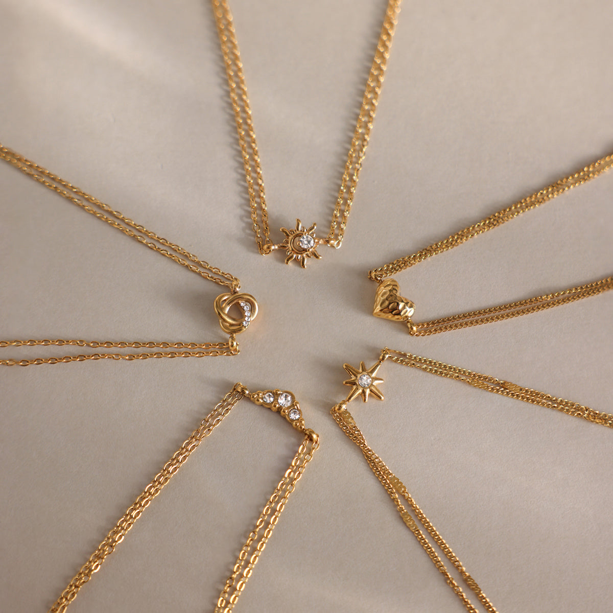 Zirconia Sun Double Chain Bracelet