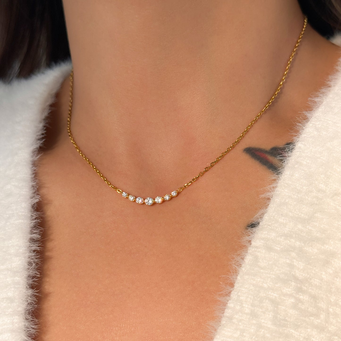 Gold Mini Round Zirconias Necklace