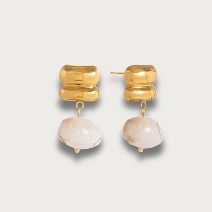 Marble Stone Pendant Stud Earrings