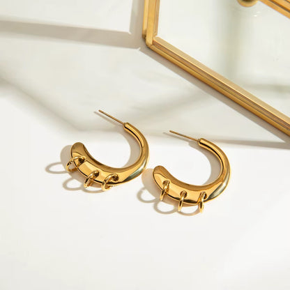 3 Hoops Hoop Stud Earrings