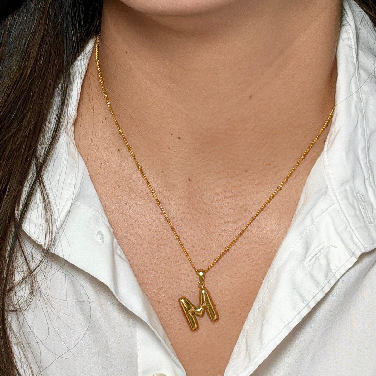 SS Chunky Bubble Initial Necklace