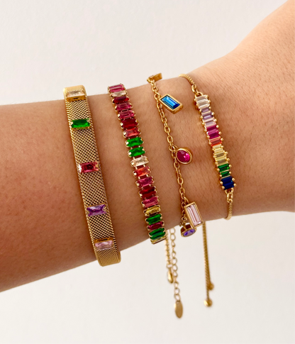 Colorful Zirconias Shapes Bracelet