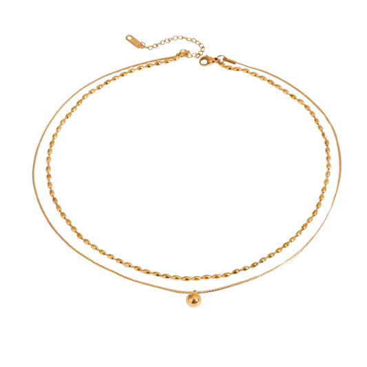 Two Chain Ball Pendant Necklace