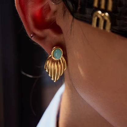 Aqua Statement Stud Earrings
