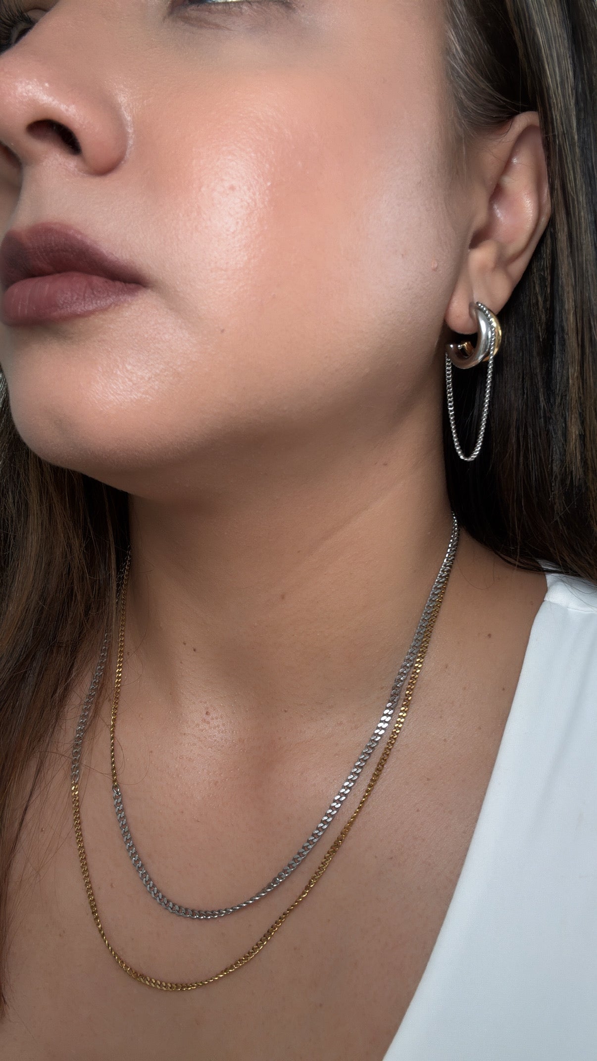 Two Tone Tassel Hoop Earrings