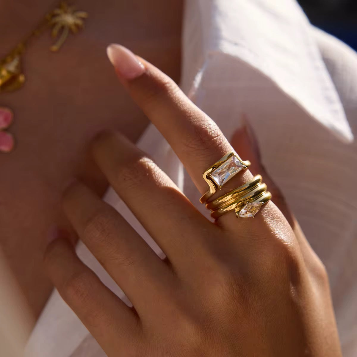 Oval Zirconia Wide Ring