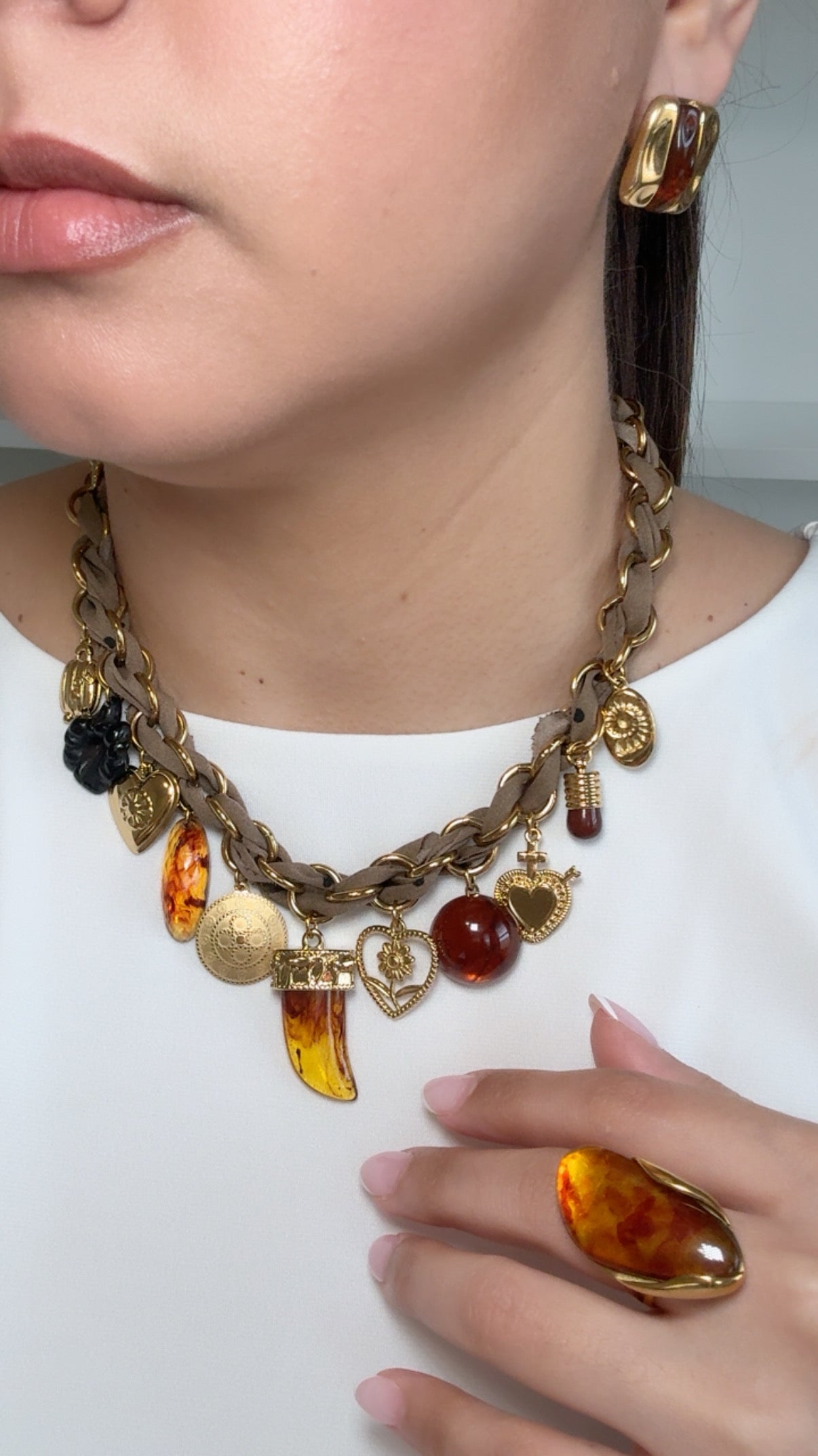 Brown Resin Chunky Stone Ring