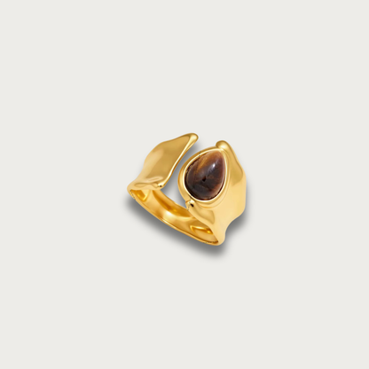 Brown Stone Irregular Open Ring