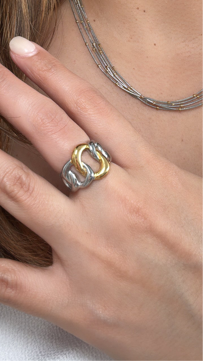 Two Tone Chain Style Ring