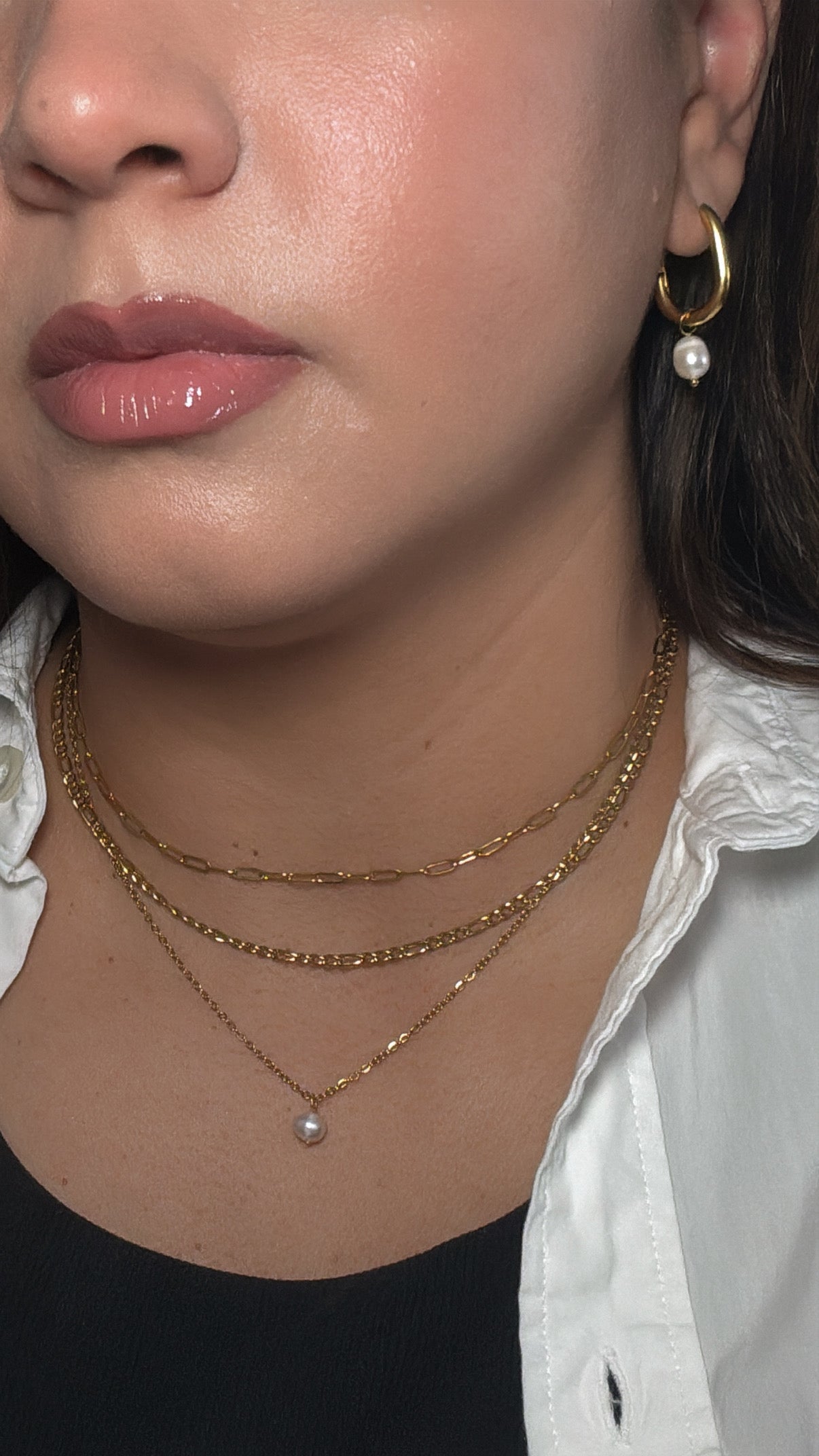 Freshwater Pearl Pendant Oval Hoop Earrings