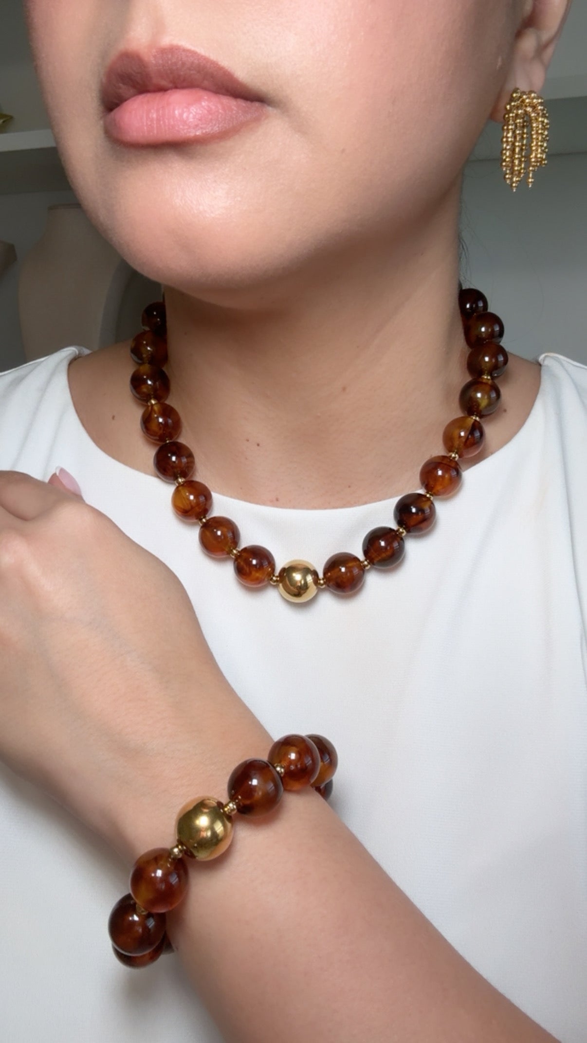 Brown Resin Balls Bracelet