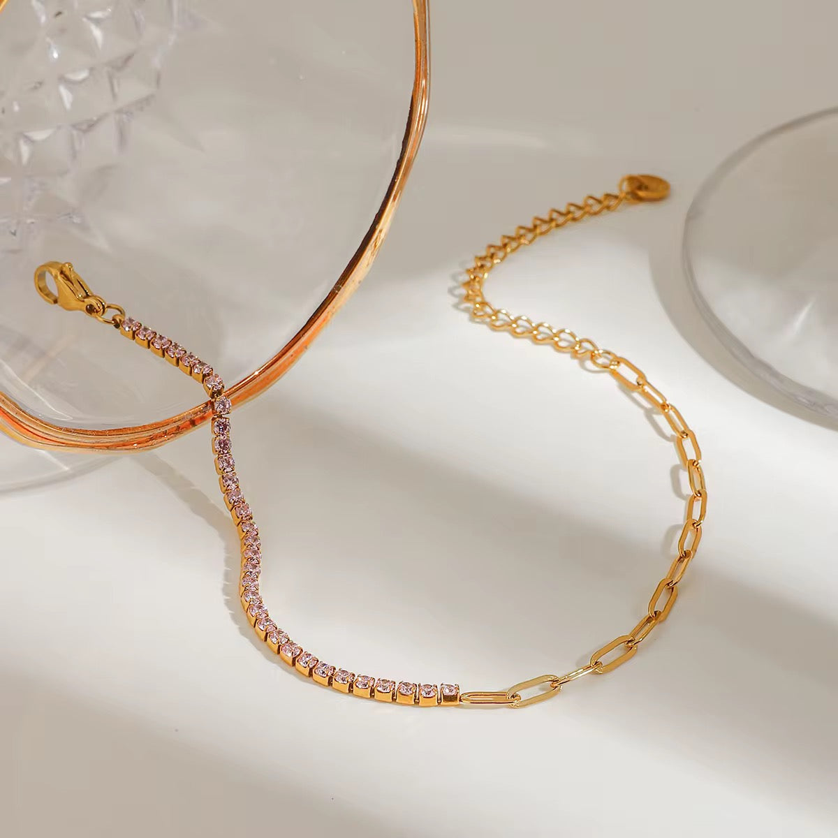 Pink Zirconia Two Style Bracelet