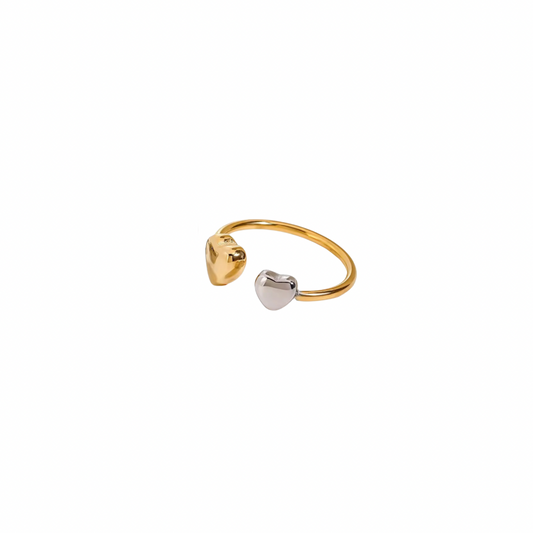 Two Tone Hearts Ring