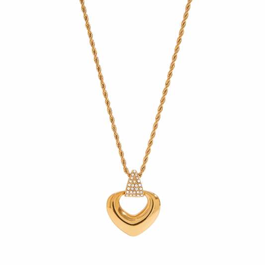 Semi Mount Zirconias Charm Rope Chain Necklace