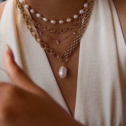 Textured Ovals Chain Necklace