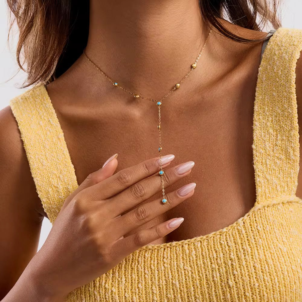 Mini Turquoise Lariat Necklace