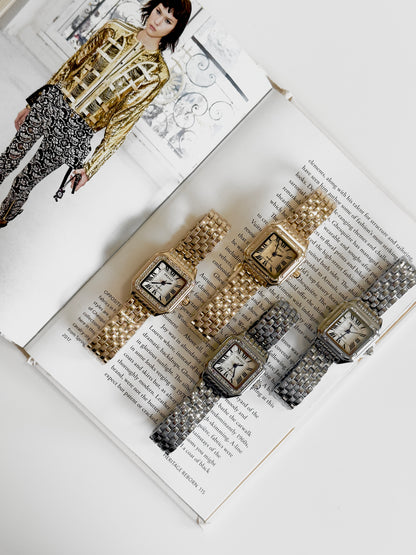 Silver & Zirconias Square Watch