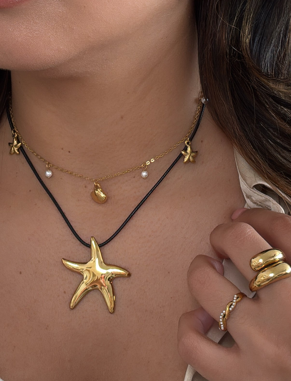 Starfish Pendant Cord Necklace