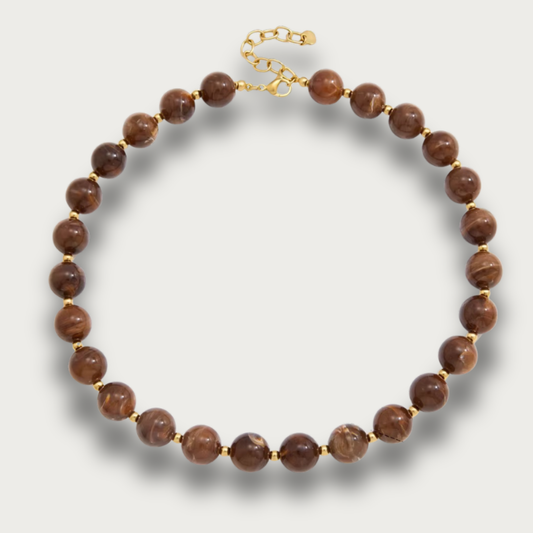 Brown Resin Balls Trendy Necklace