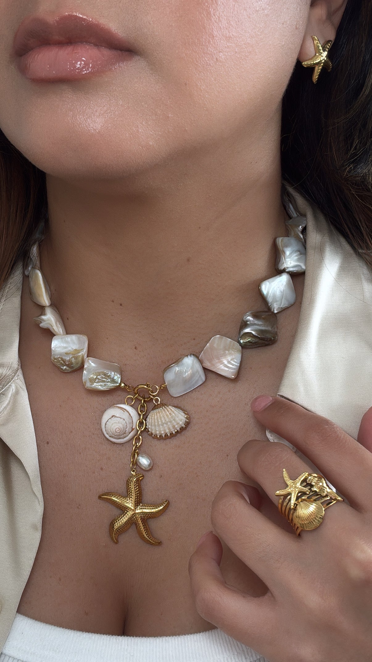 Beachy Starfish Style Pendants Shell Necklace
