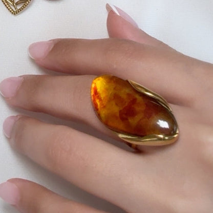 Brown Resin Chunky Stone Ring