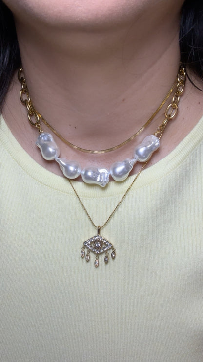Zirconias Eye Tassel Pendant Necklace
