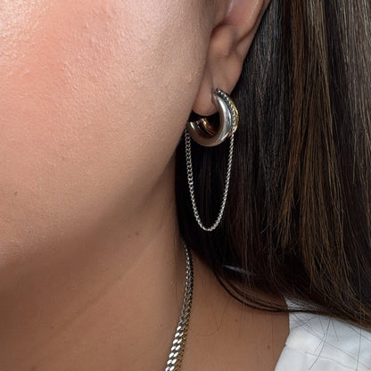 Two Tone Tassel Hoop Earrings