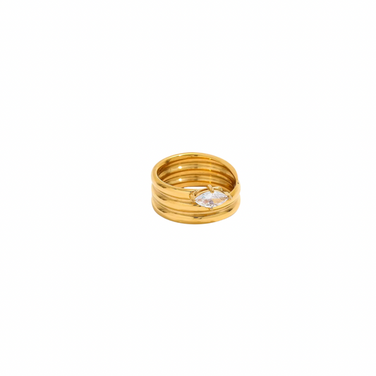 Oval Zirconia Wide Ring